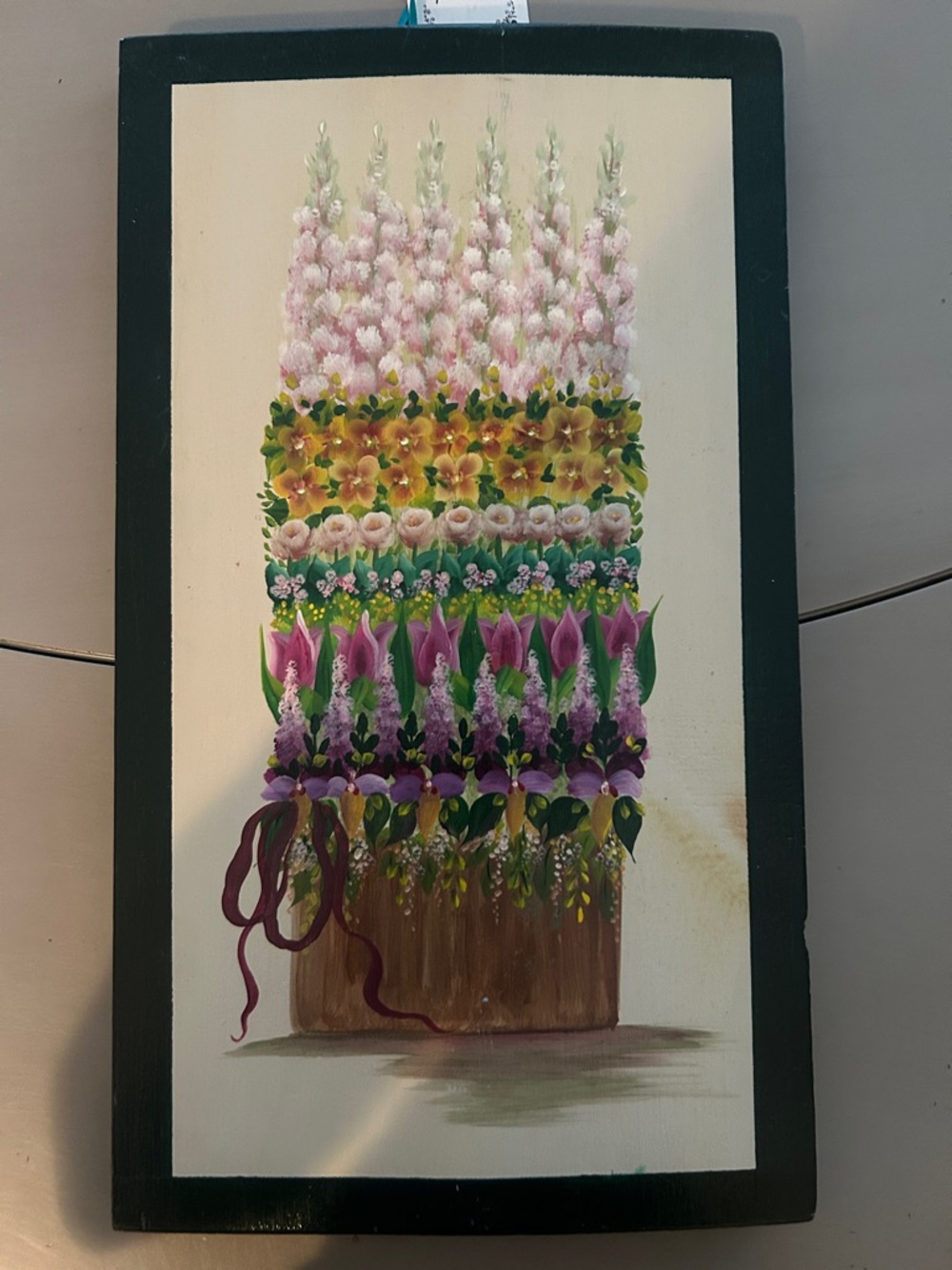 Hand-Painted Floral Wall Art - Pink and Purple Blooms